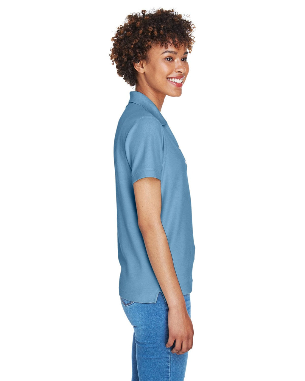 Devon & Jones Ladies Fine Pima Pique Polo D100W | Slate Blue - Side