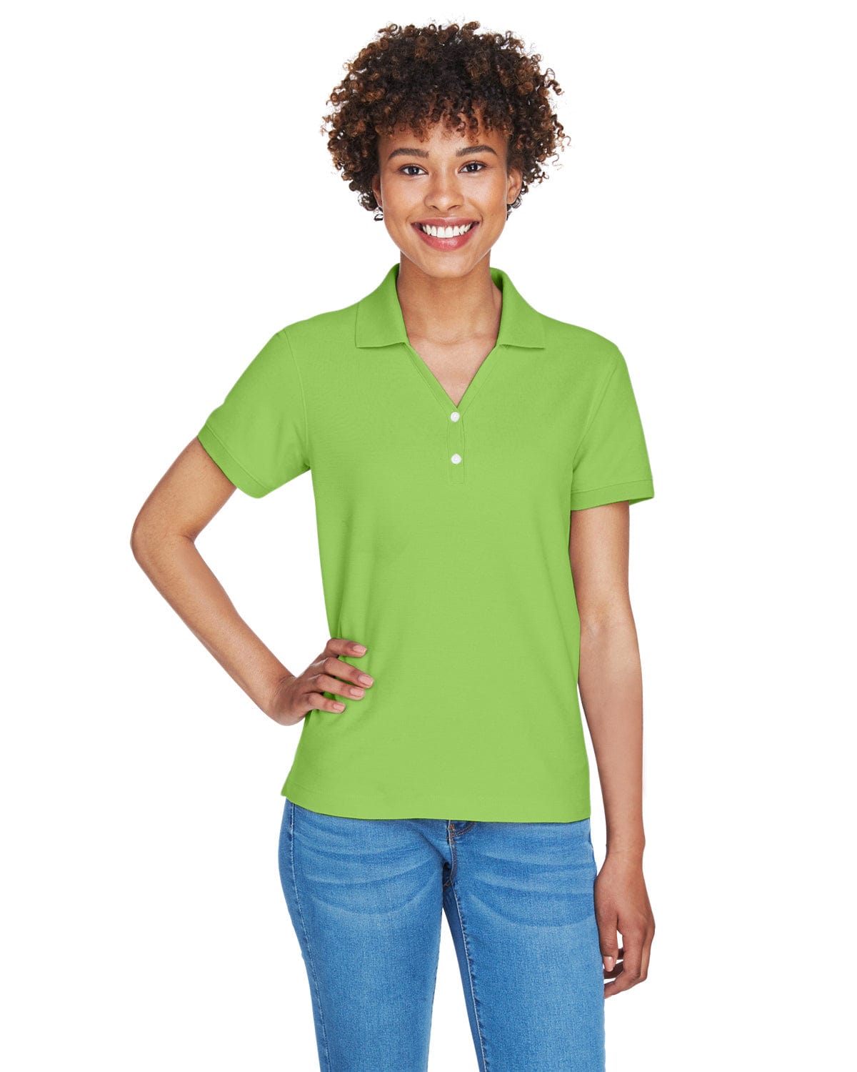 Devon & Jones Ladies Fine Pima Pique Polo D100W | Lime - Front