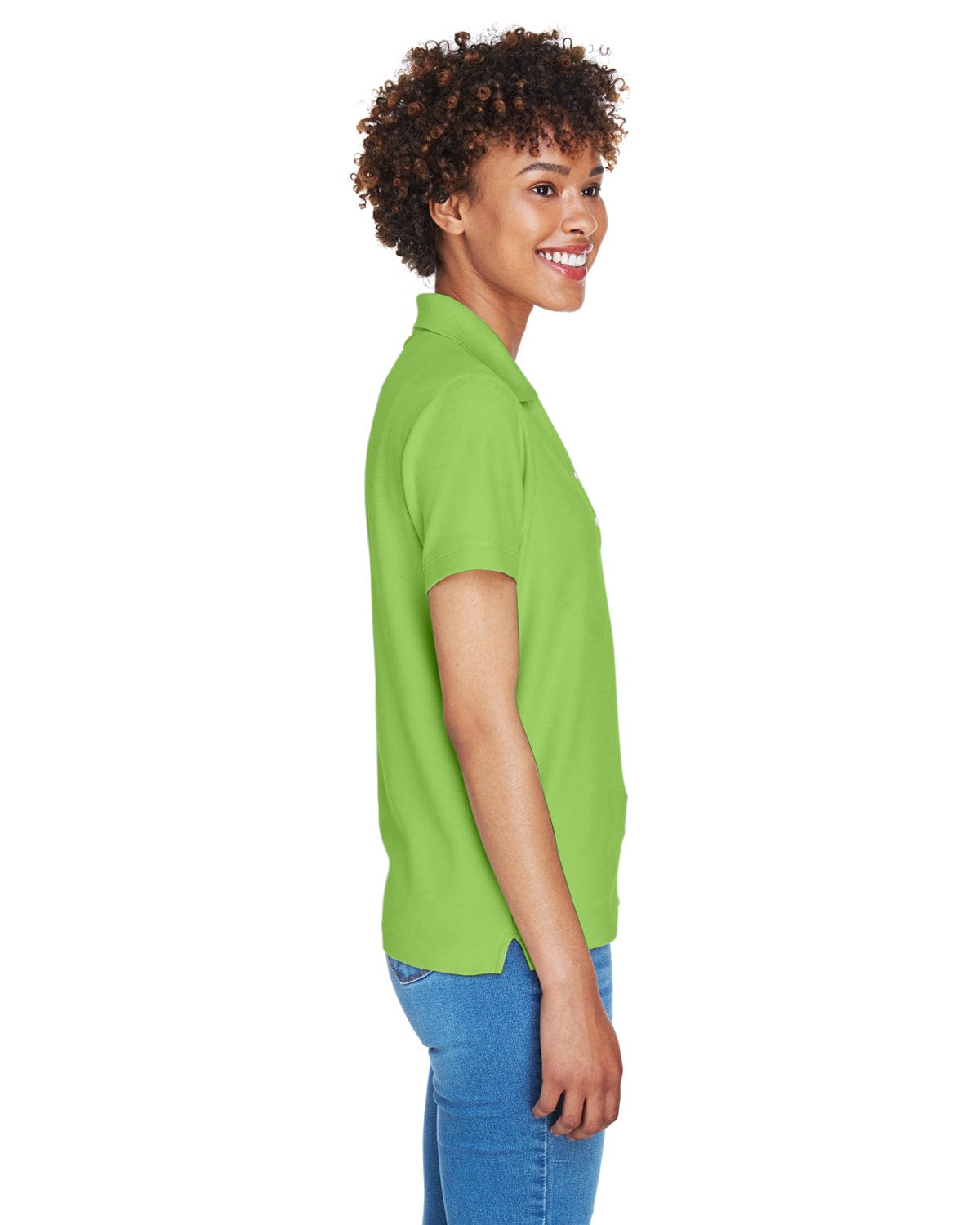 Devon & Jones Ladies Fine Pima Pique Polo D100W | Lime - Side