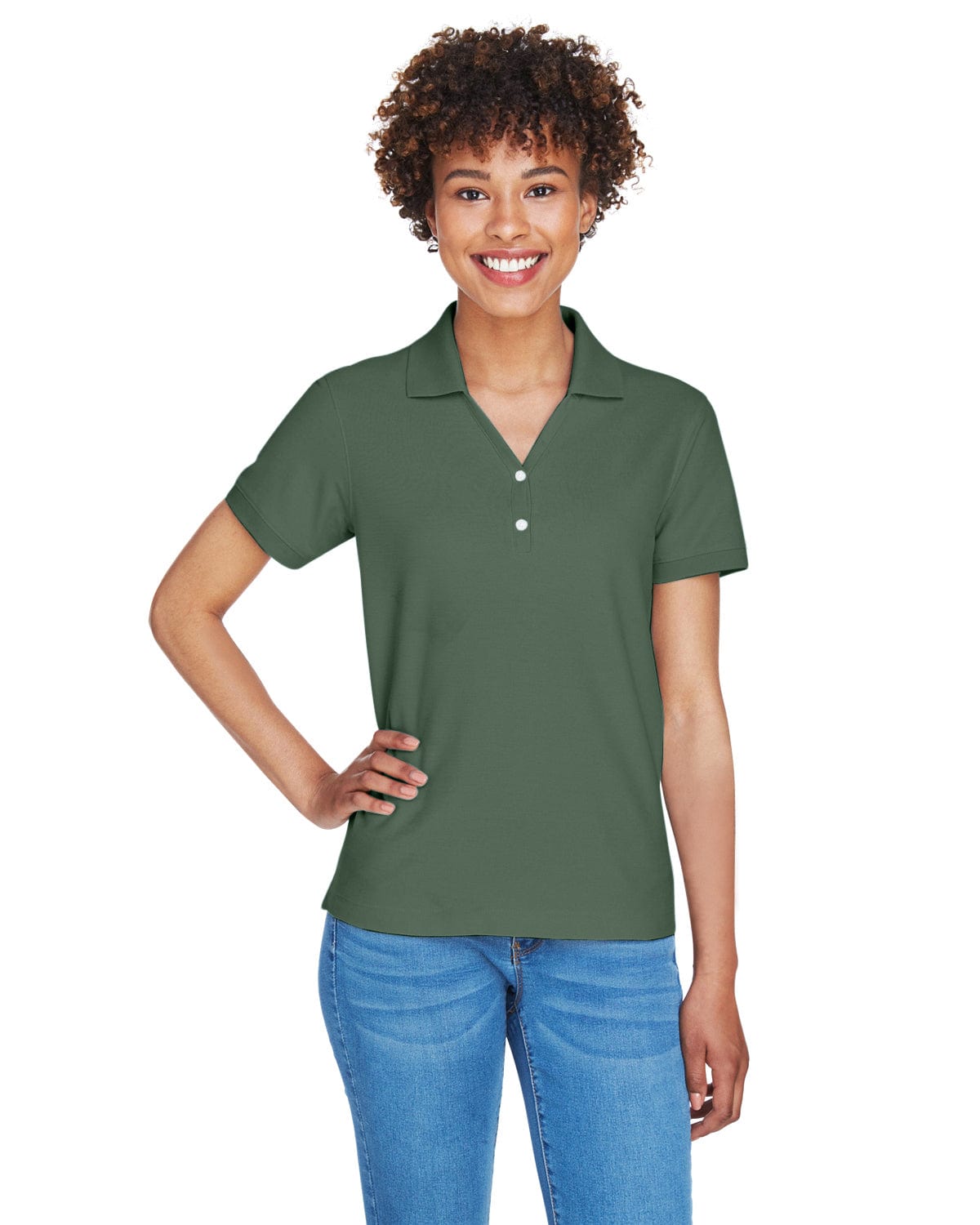 Devon & Jones Ladies Fine Pima Pique Polo D100W | Dill - Front