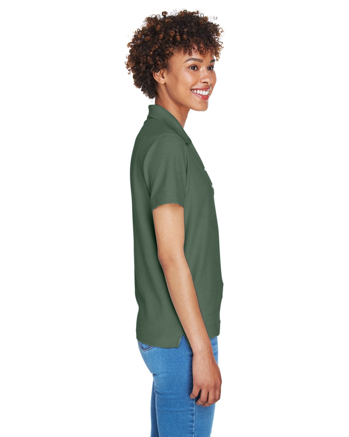 Devon & Jones Ladies Fine Pima Pique Polo D100W | Dill - Side