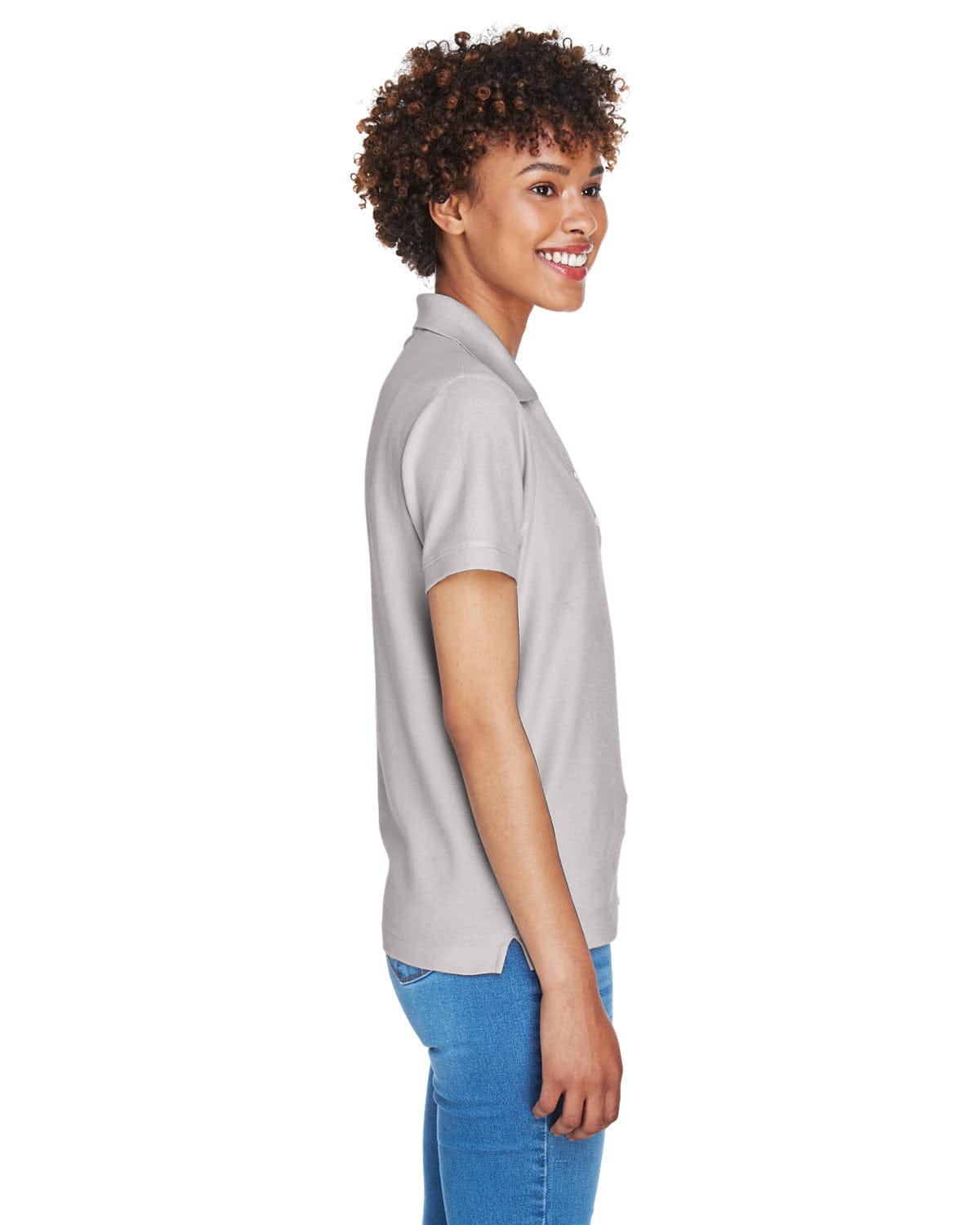 Devon & Jones Ladies Fine Pima Pique Polo D100W | Silver - Side