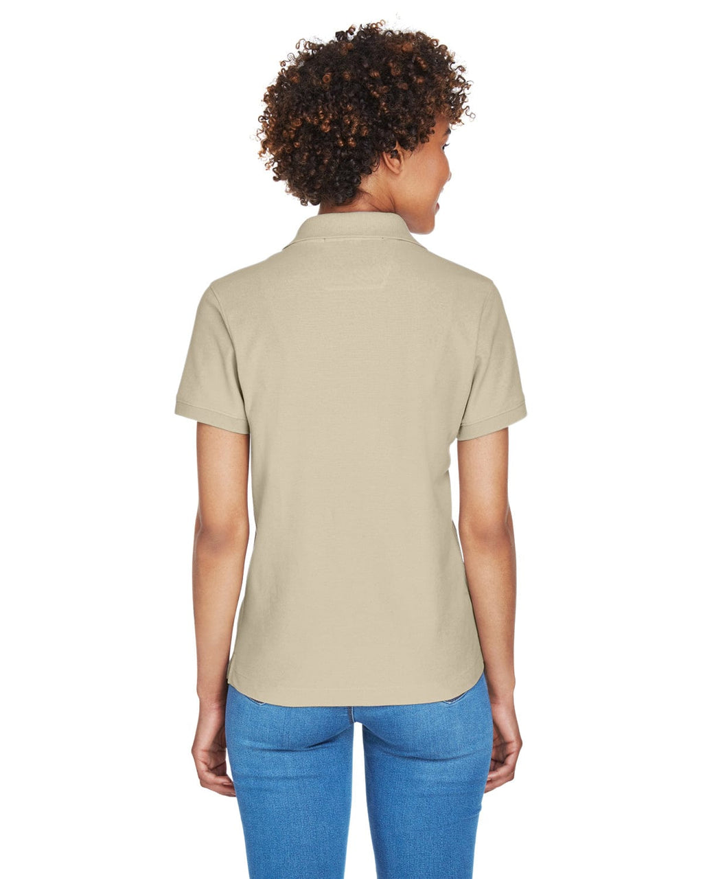 Devon & Jones Ladies Fine Pima Pique Polo D100W | Stone - Back