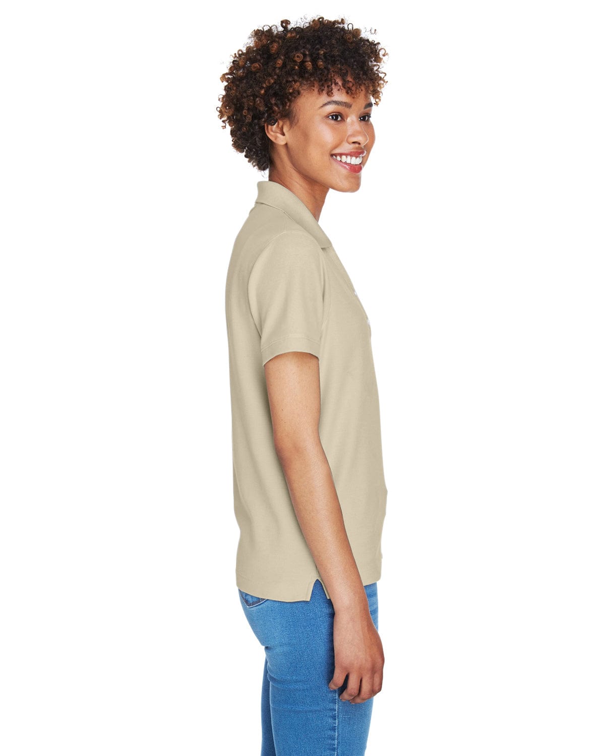 Devon & Jones Ladies Fine Pima Pique Polo D100W | Stone - Side