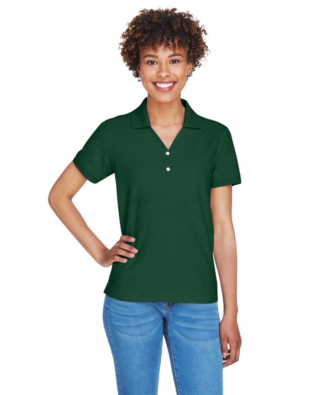 Devon & Jones Ladies Fine Pima Pique Polo D100W | Forest - Front