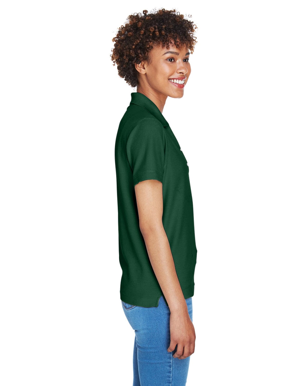 Devon & Jones Ladies Fine Pima Pique Polo D100W | Forest - Side