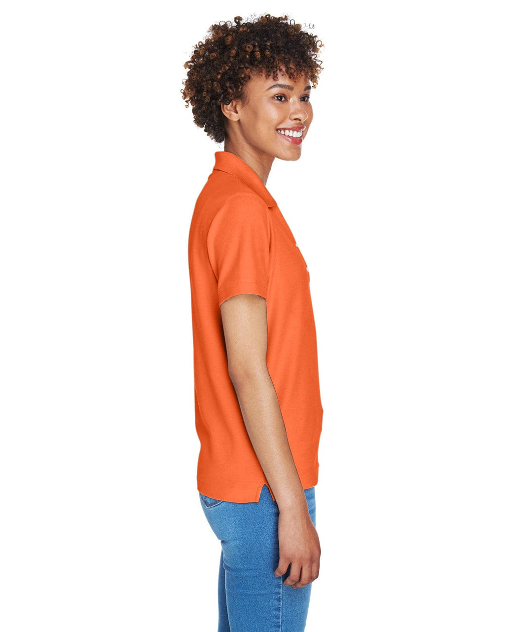Devon & Jones Ladies Fine Pima Pique Polo D100W | Deep Orange - Back