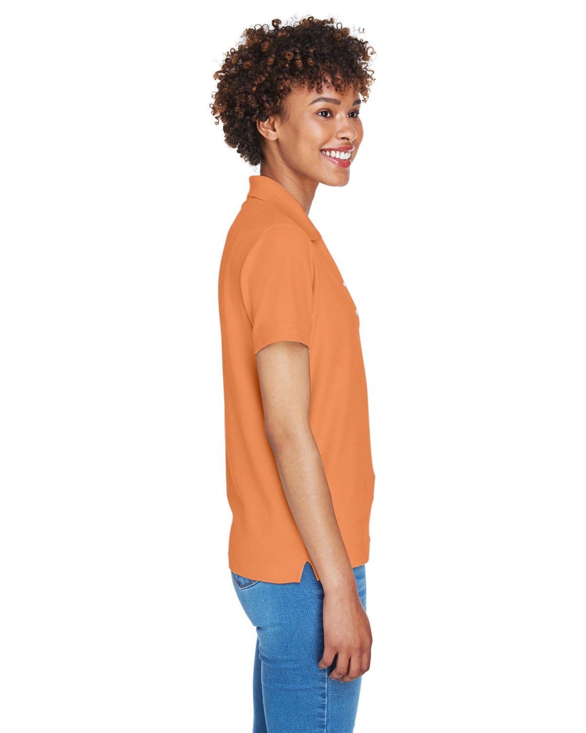 Devon & Jones Ladies Fine Pima Pique Polo D100W | Cantaloupe - Side