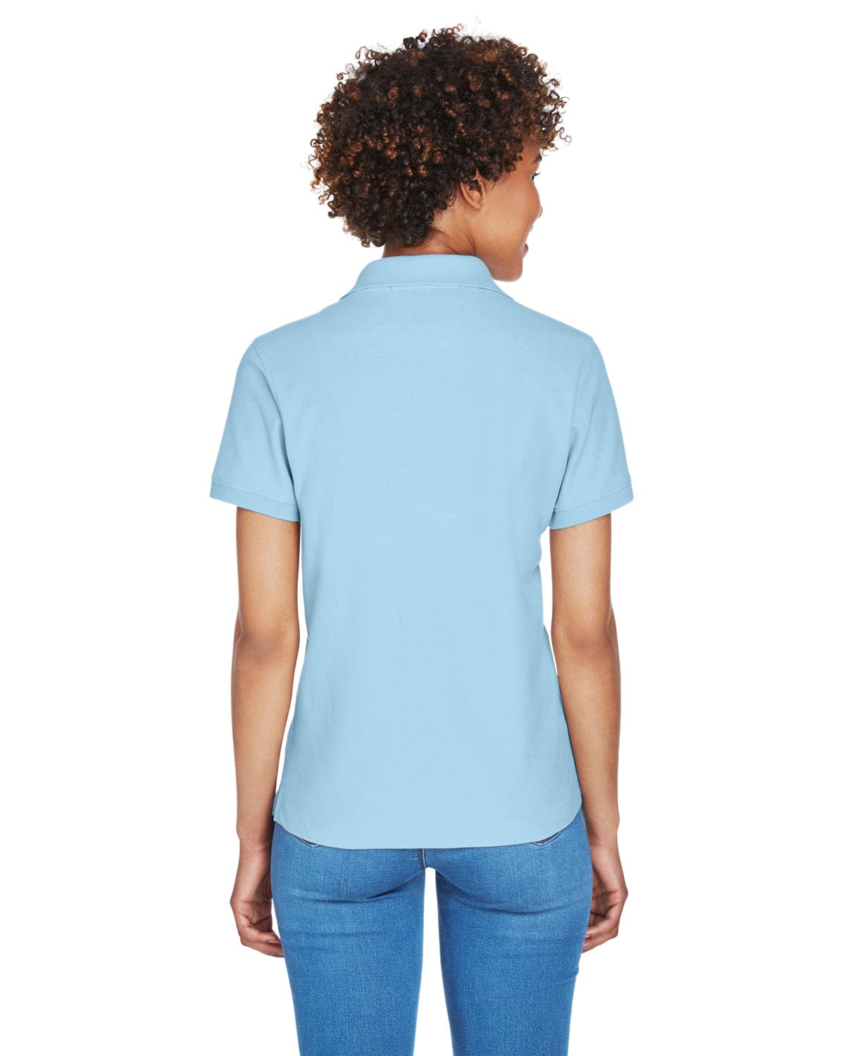 Devon & Jones Ladies Fine Pima Pique Polo D100W | Crystal Blue - Back