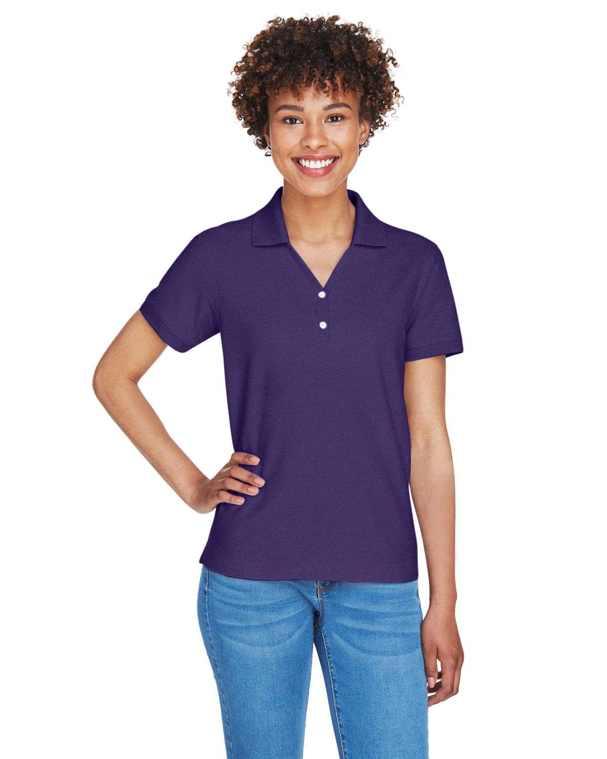Devon & Jones Ladies Fine Pima Pique Polo D100W | Deep Purple - Front