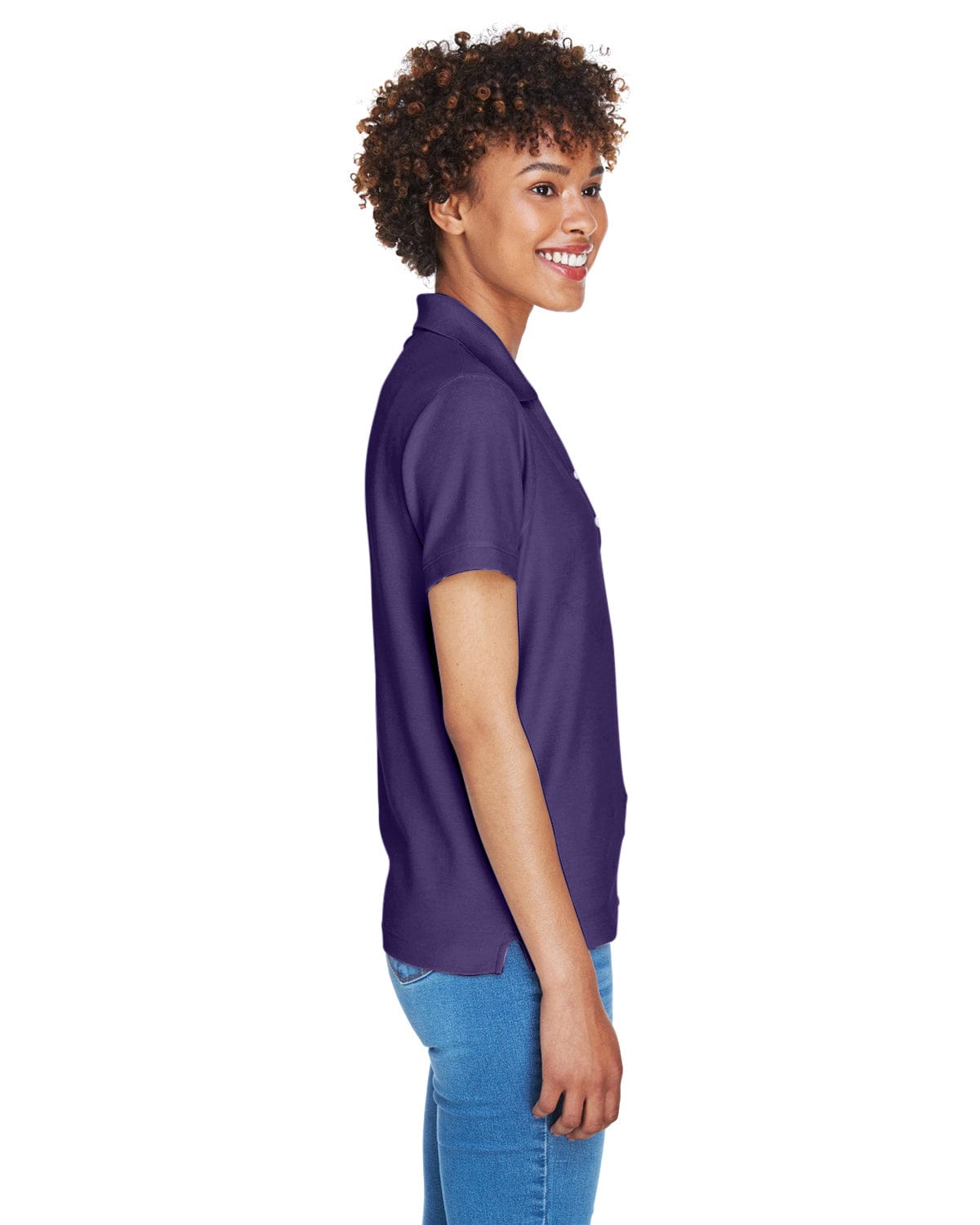 Devon & Jones Ladies Fine Pima Pique Polo D100W | Deep Purple - Side