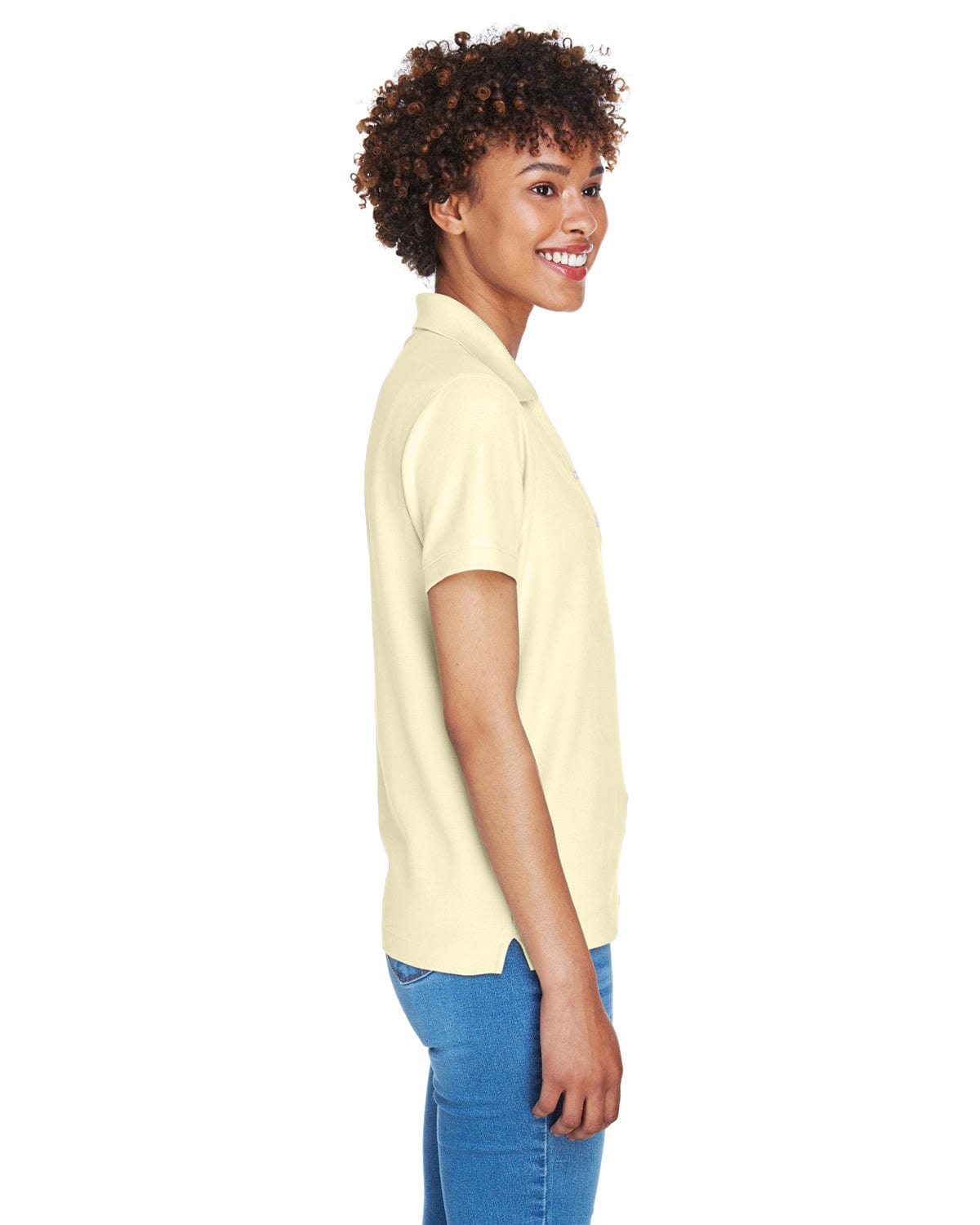 Devon & Jones Ladies Fine Pima Pique Polo D100W | Transparent Yell - Side