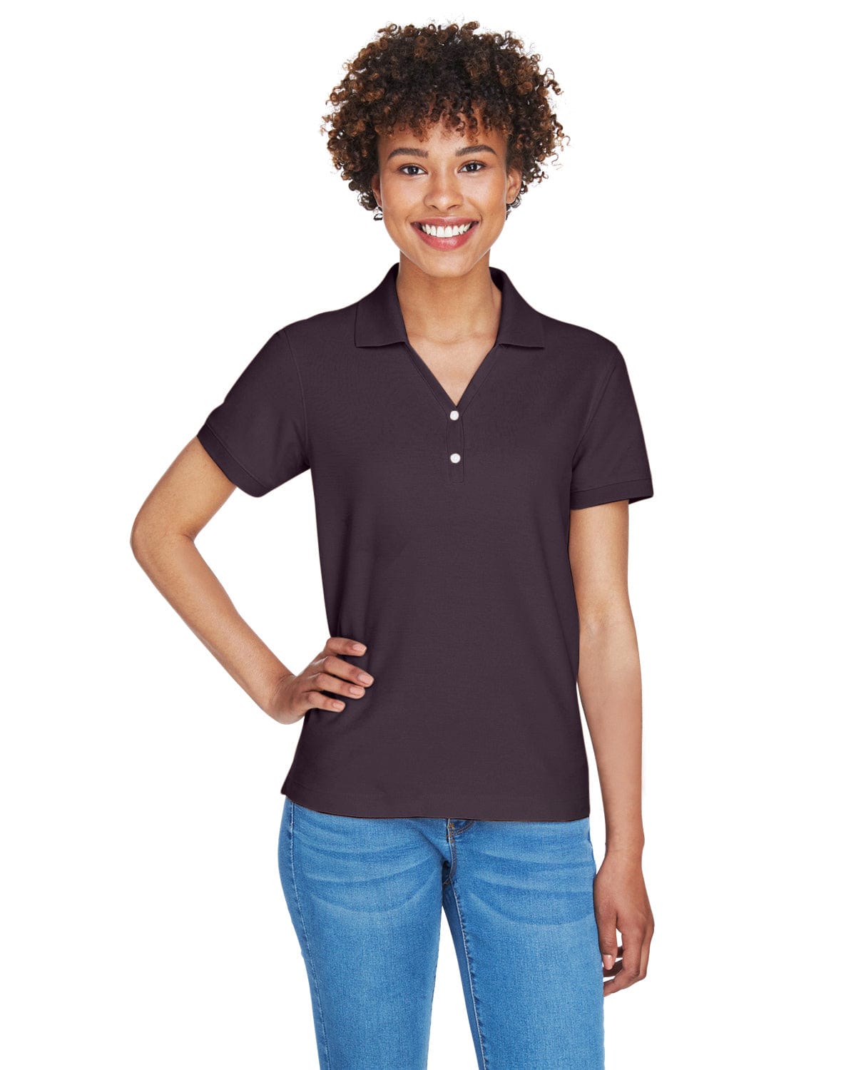 Devon & Jones Ladies Fine Pima Pique Polo D100W | Espresso - Front