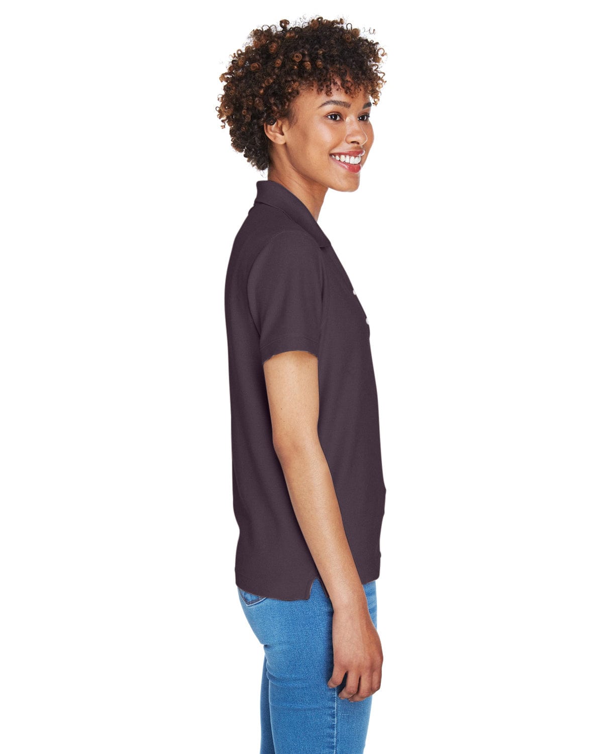 Devon & Jones Ladies Fine Pima Pique Polo D100W | Espresso - Side