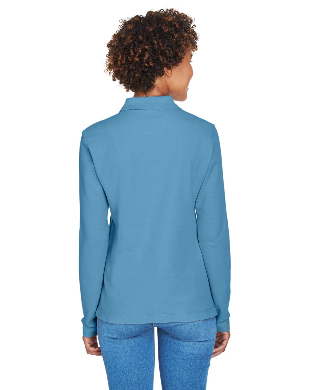 Devon & Jones Ladies Long Sleeve Polo Shirt D110W | Slate Blue - Back