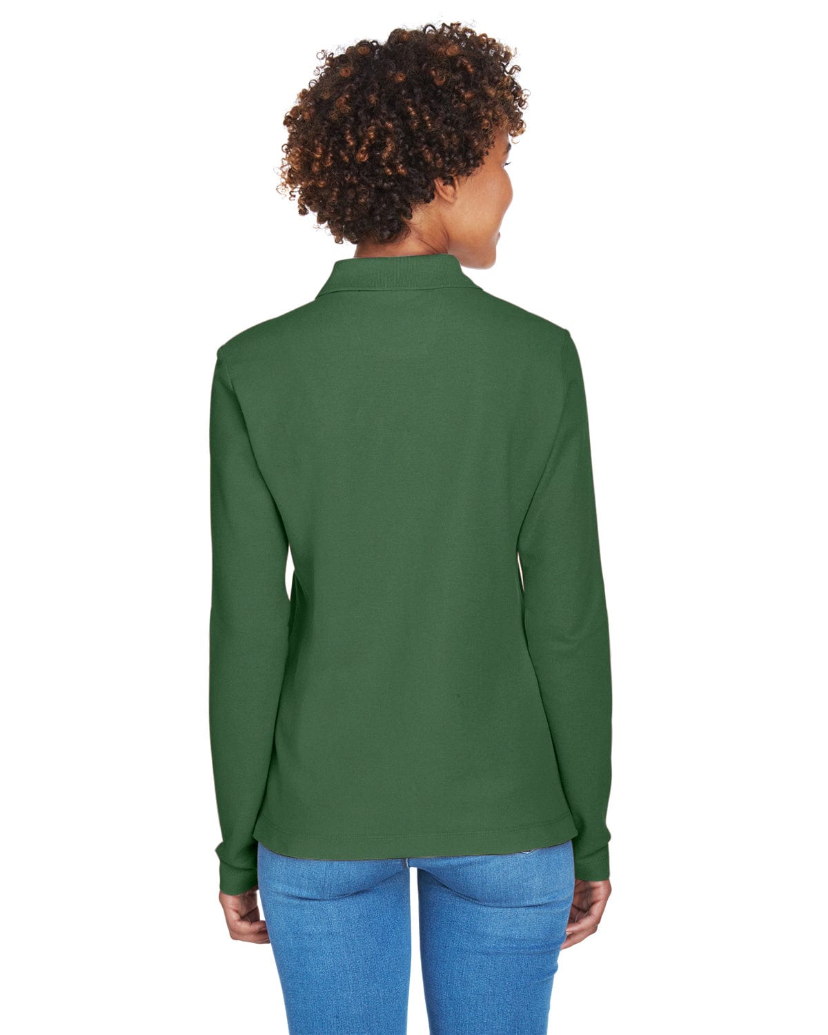 Devon & Jones Ladies Long Sleeve Polo Shirt D110W | Forest - Back