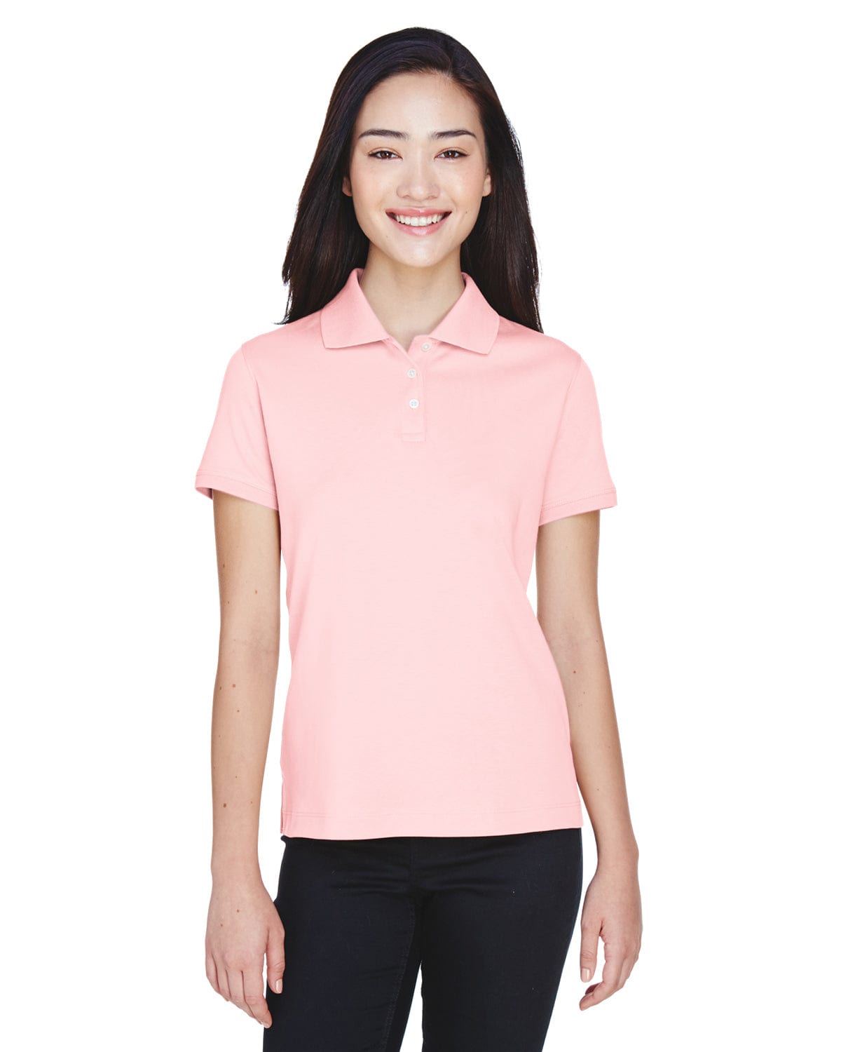 Devon & Jones Ladies Perfect Pima Interlock Polo Shirt D140SW | Pink - Front