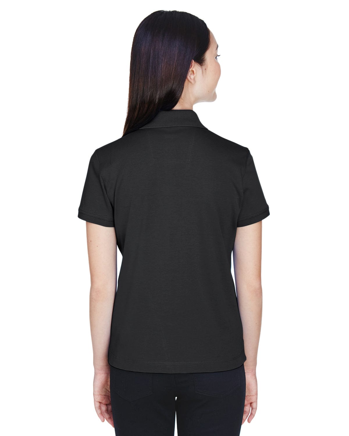 Devon & Jones Ladies Perfect Pima Interlock Polo Shirt D140SW | Black - Back