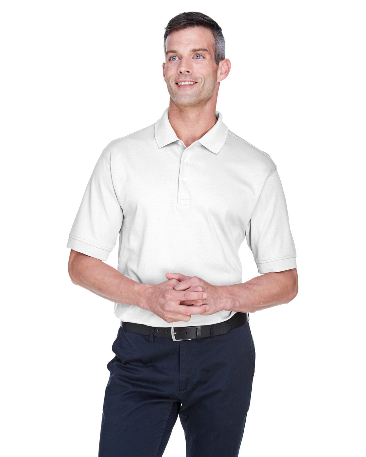 Devon & Jones Perfect Pima Interlock Polo Shirt D140S | White - Front
