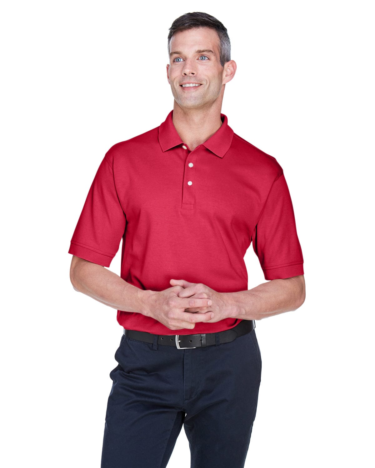 Devon & Jones Perfect Pima Interlock Polo Shirt D140S | Red - Front