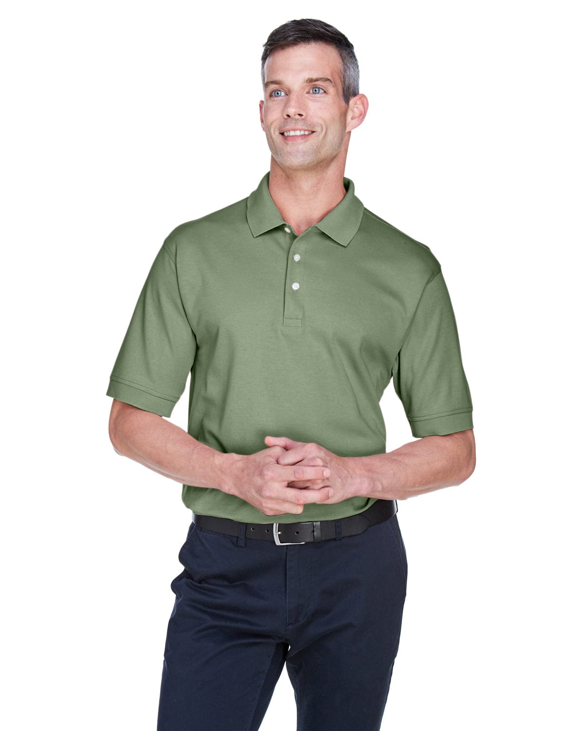 Devon & Jones Perfect Pima Interlock Polo Shirt D140S | Dill - Front
