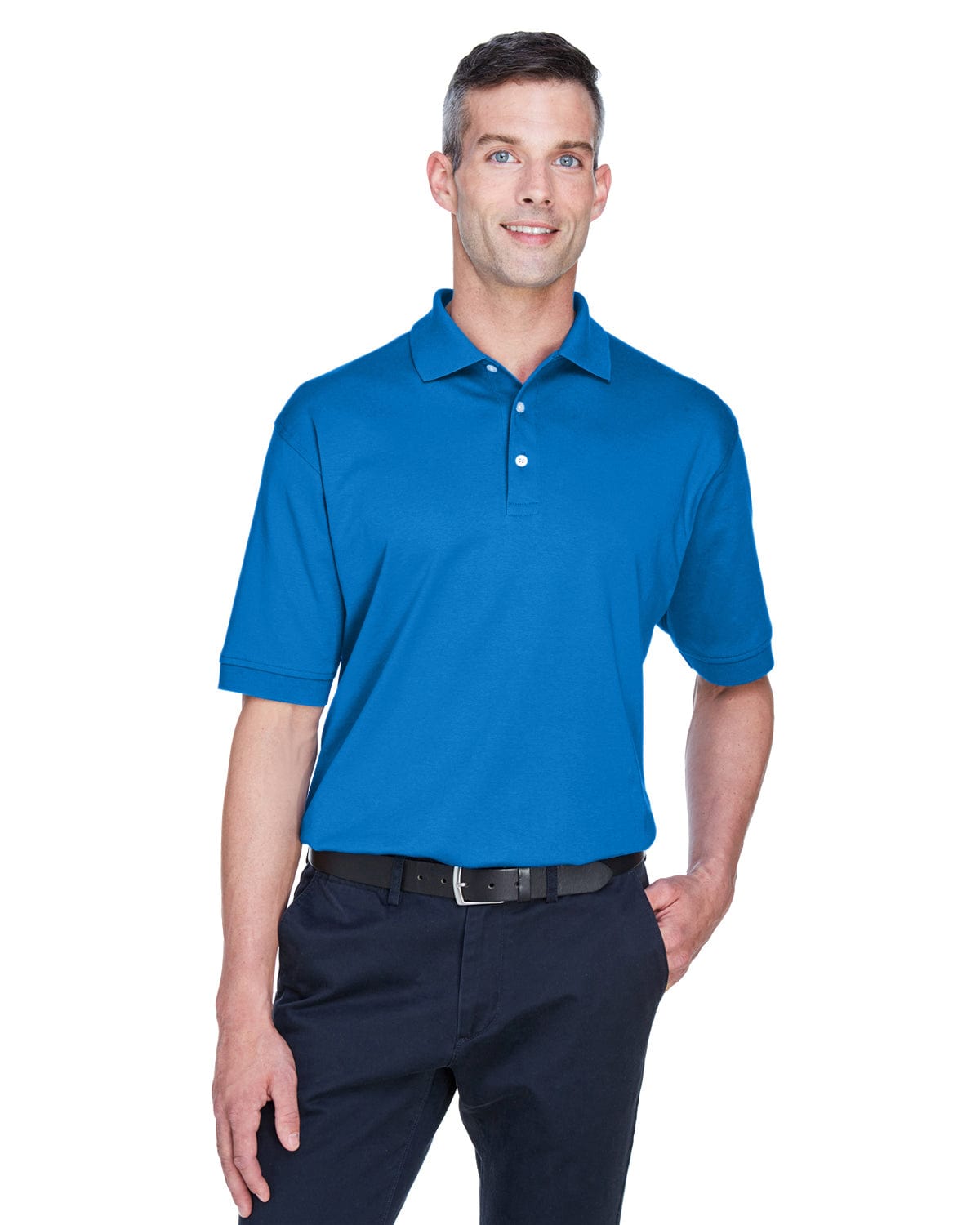 Devon & Jones Perfect Pima Interlock Polo Shirt D140S | French Blue - Front