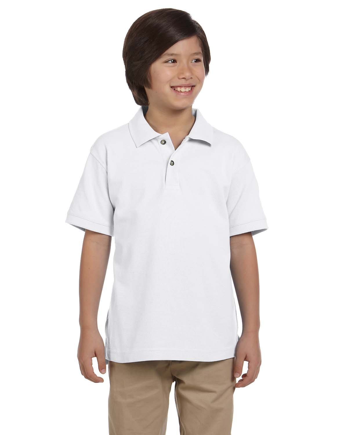 Harriton Youth Pique Knit Polo Shirt M200Y | White - Front