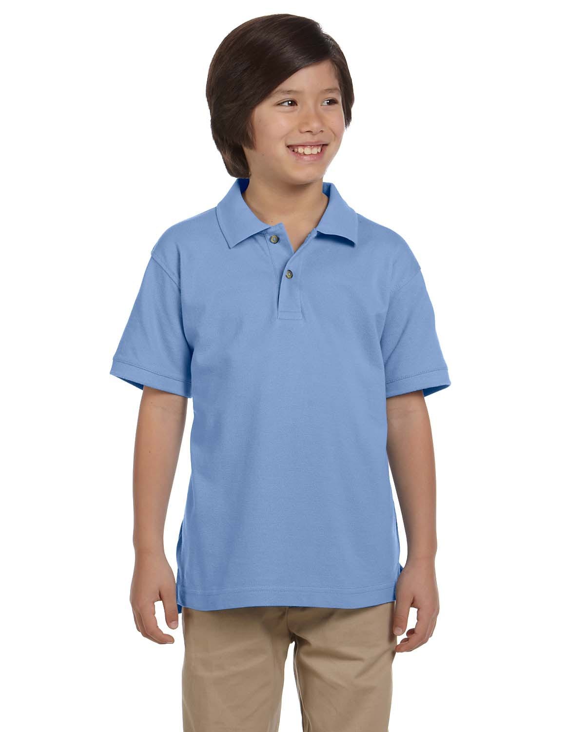 Harriton Youth Pique Knit Polo Shirt M200Y | Lt College Blue - Front