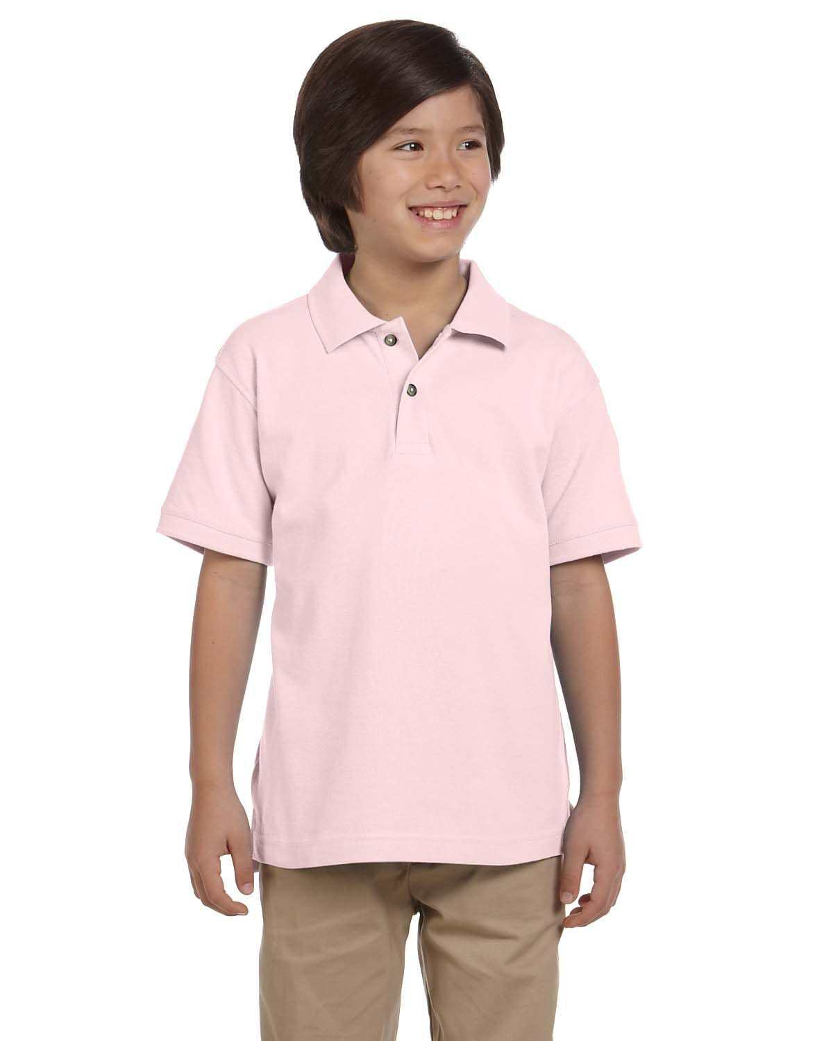 Harriton Youth Pique Knit Polo Shirt M200Y | Blush - Front