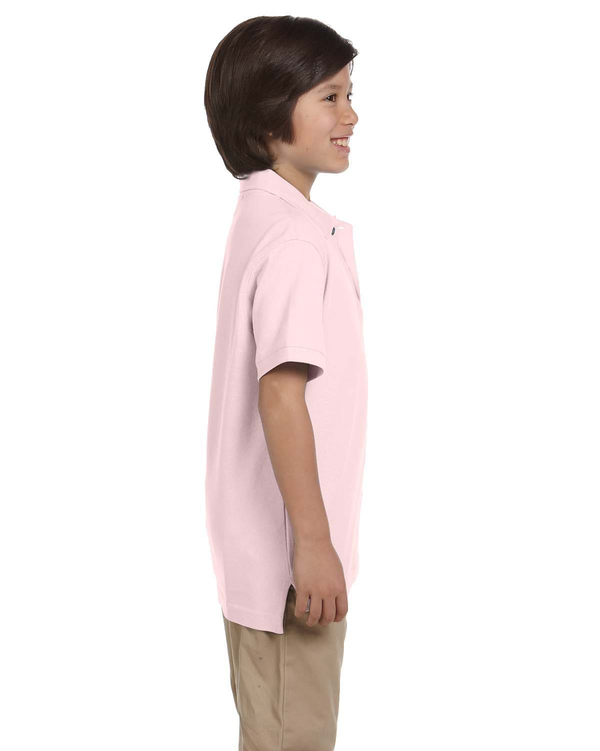 Harriton Youth Pique Knit Polo Shirt M200Y | Blush - Side