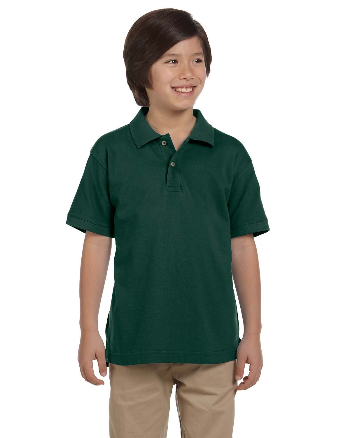 Harriton Youth Pique Knit Polo Shirt M200Y | Hunter - Front