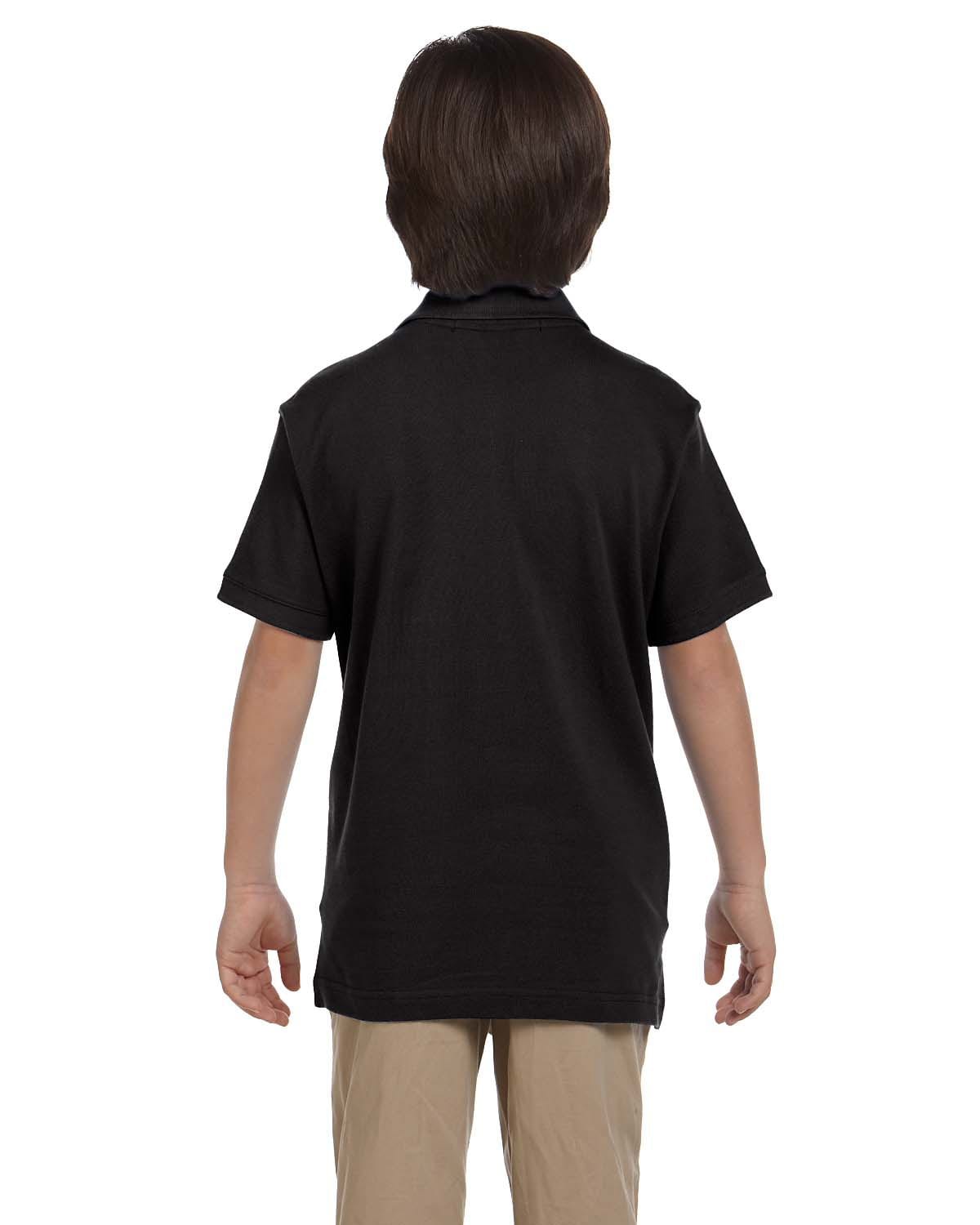 Harriton Youth Pique Knit Polo Shirt M200Y | Black - Back