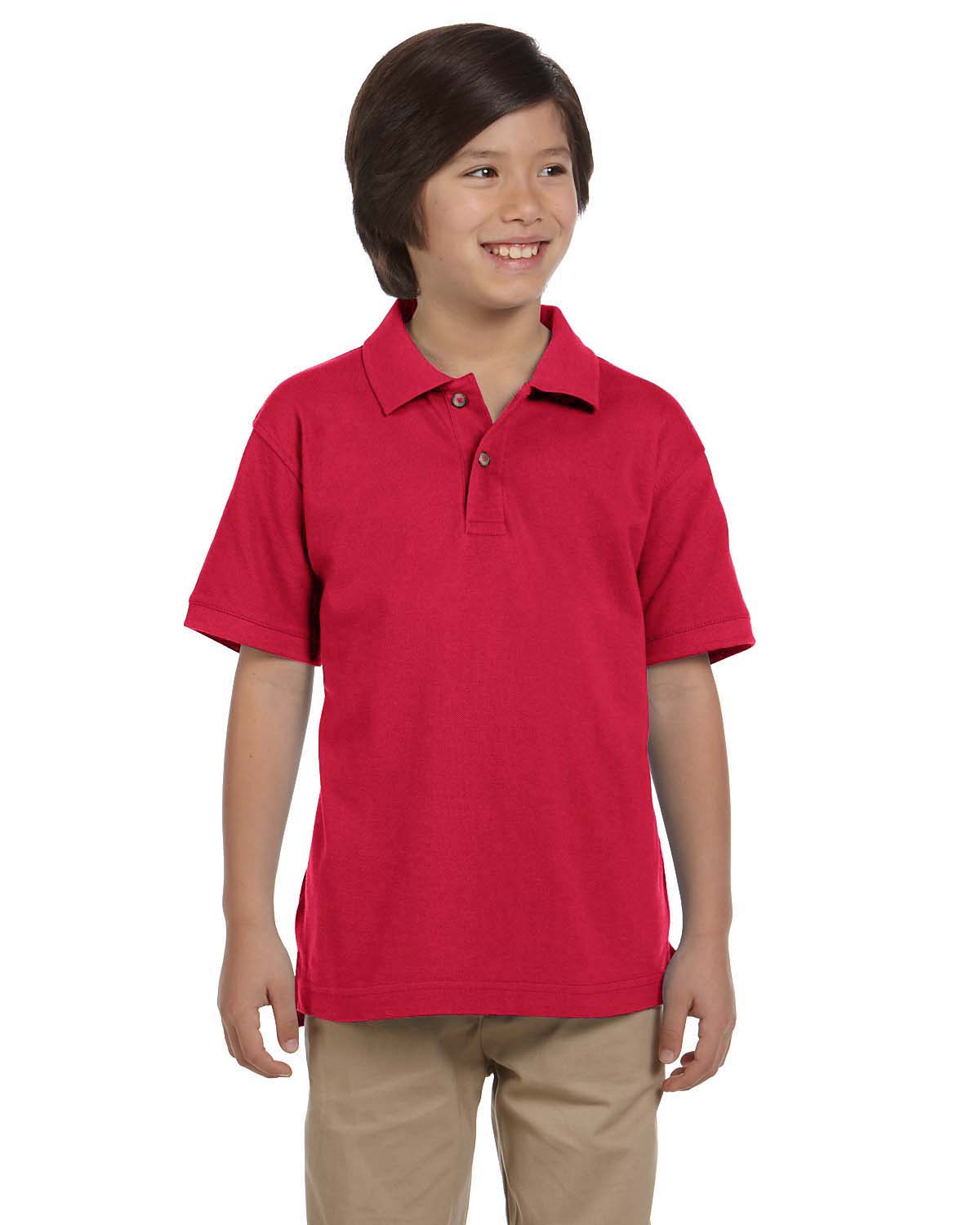 Harriton Youth Pique Knit Polo Shirt M200Y | Red - Front