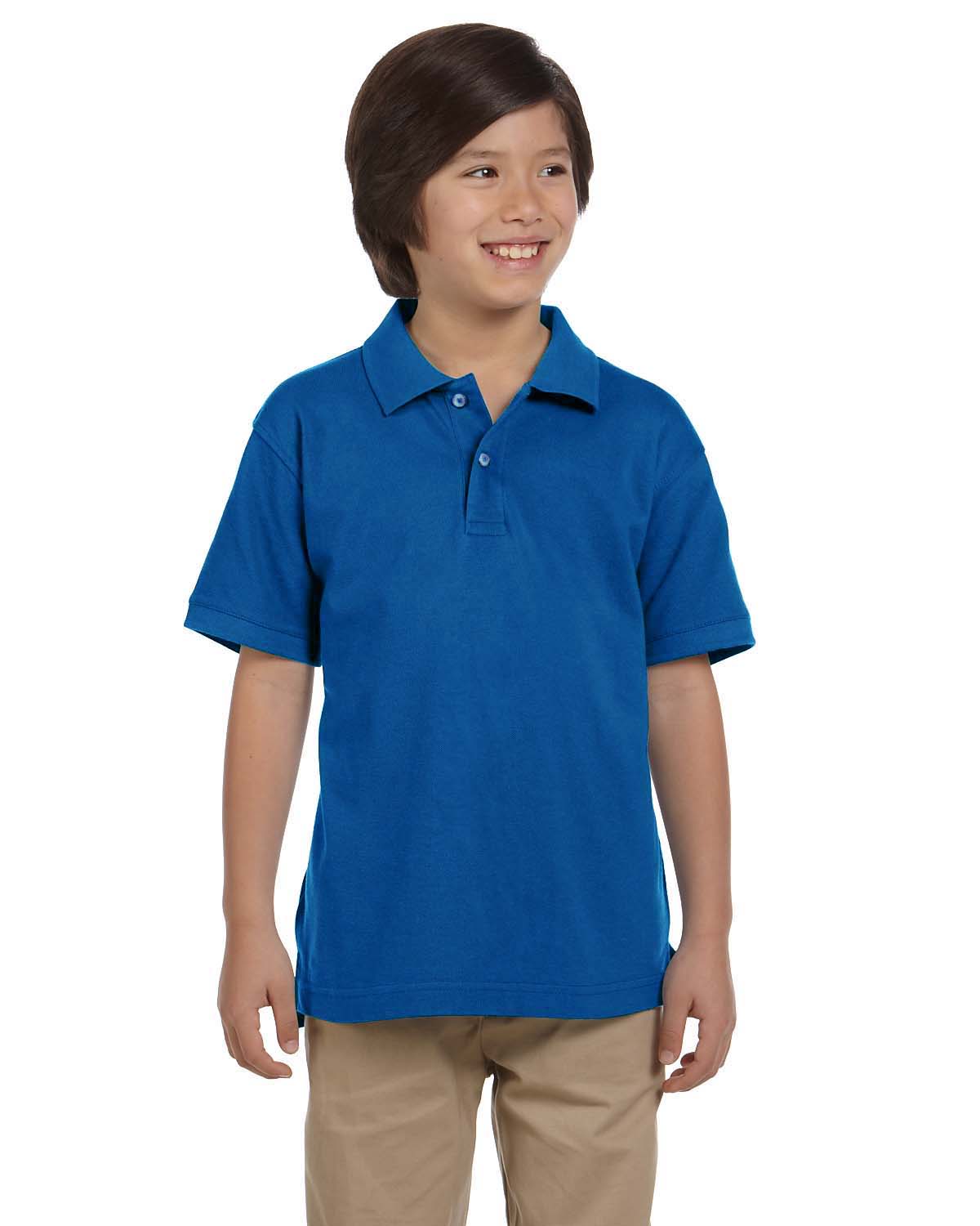 Harriton Youth Pique Knit Polo Shirt M200Y | True Royal - Front