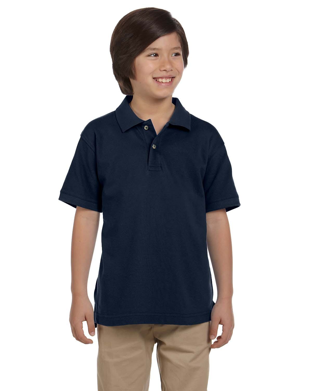 Harriton Youth Pique Knit Polo Shirt M200Y | Navy - Front