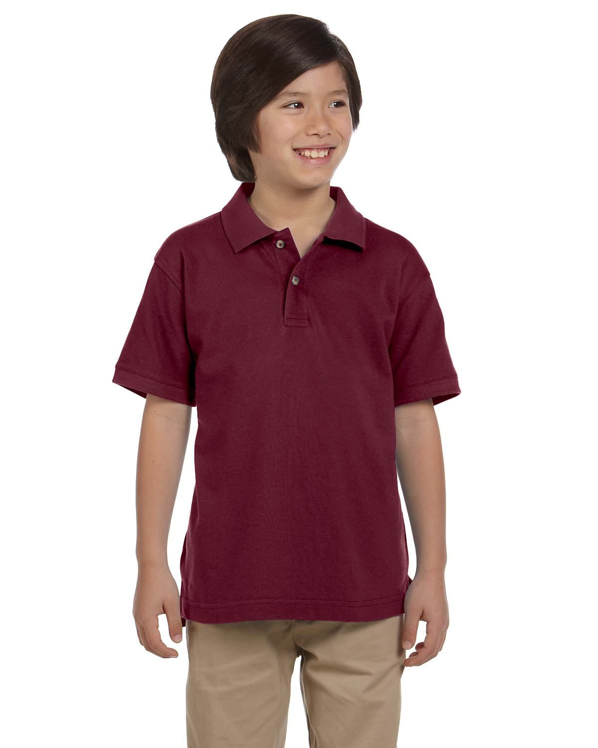 Harriton Youth Pique Knit Polo Shirt M200Y | Wine - Front