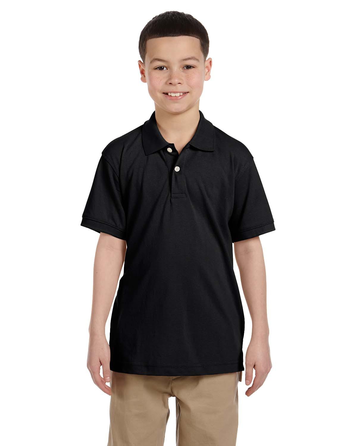 Harriton Youth Easy Blend Polo Shirt M265Y | Black - Front