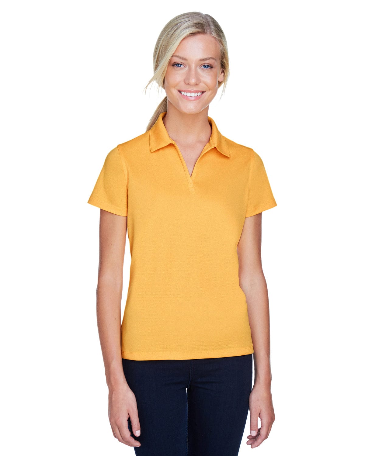 Harriton Ladies Double Mesh Polo Shirt M353W | Gold - Front