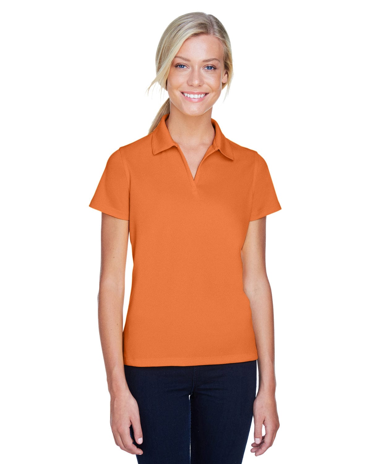 Harriton Ladies Double Mesh Polo Shirt M353W | Texas Orange - Front