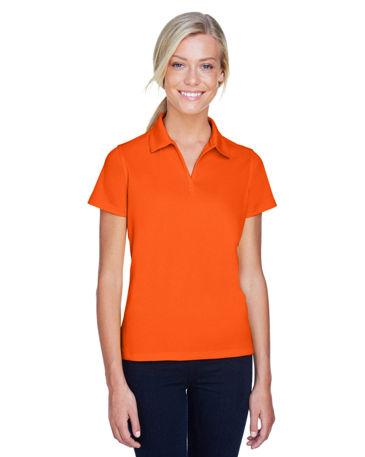 Harriton Ladies Double Mesh Polo Shirt M353W | Team Orange - Front