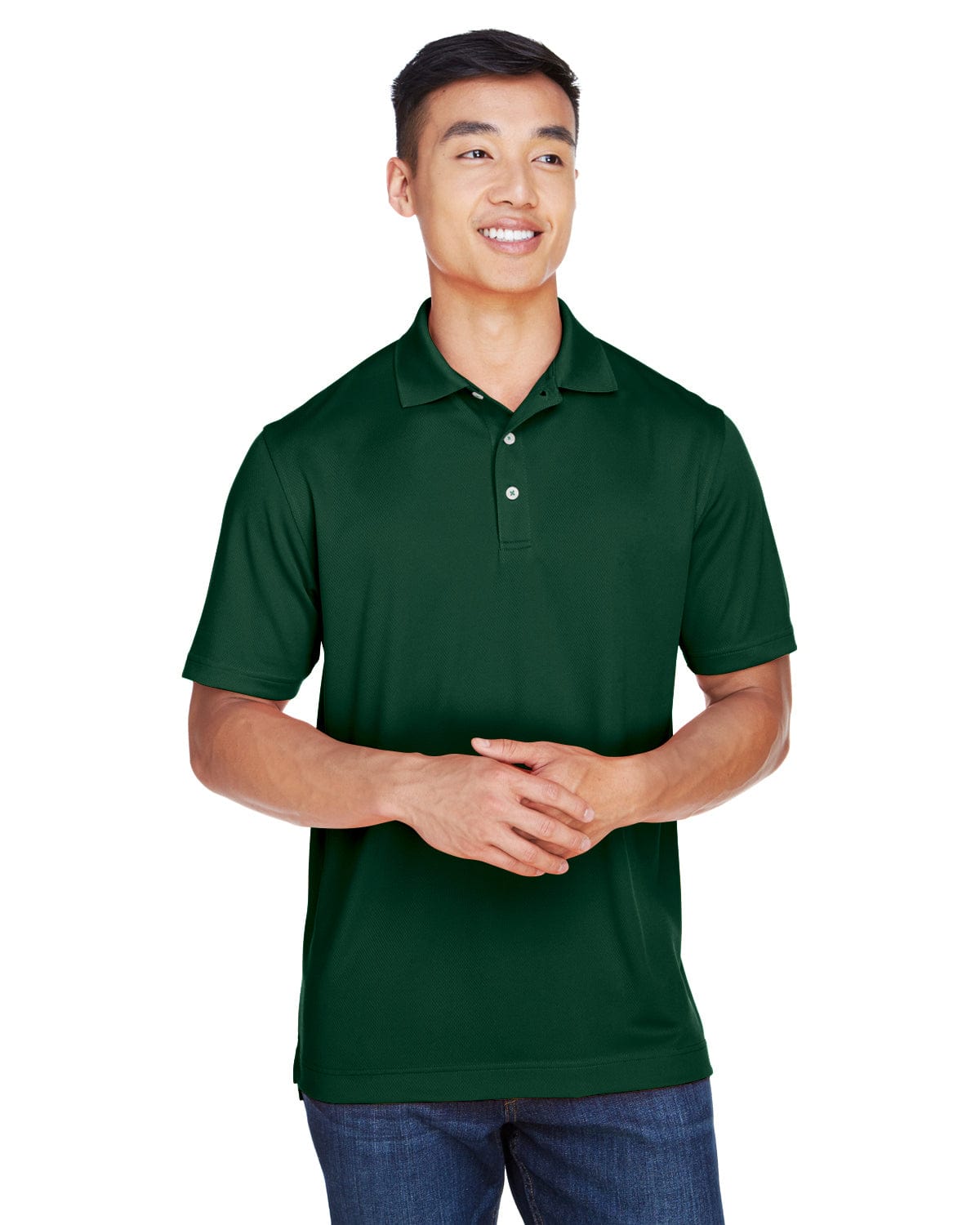 Harriton Double Mesh Polo Shirt M353 | Dark Green - Front