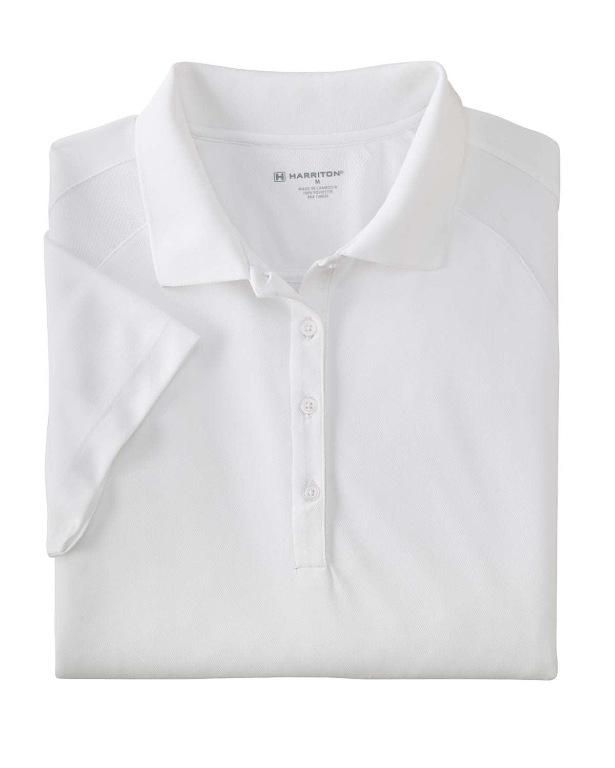Harriton Ladies Polytech Mesh Polo Shirt M374W | White - Front
