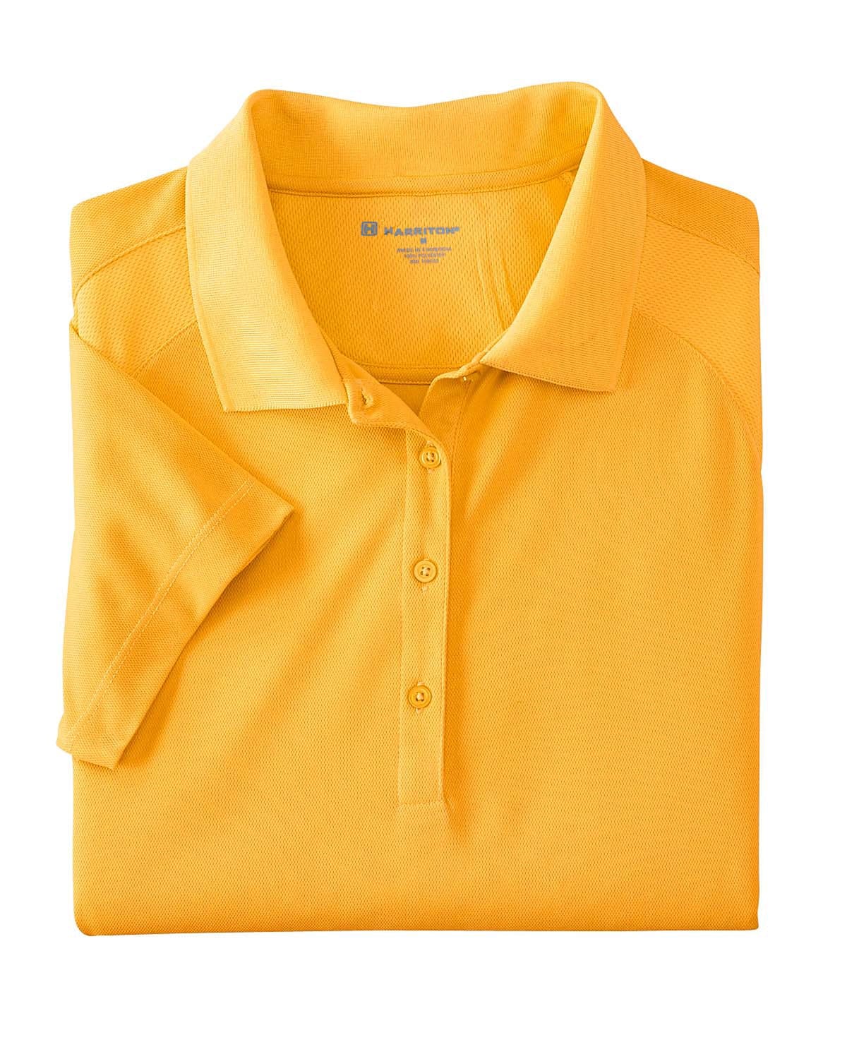 Harriton Ladies Polytech Mesh Polo Shirt M374W | Gold - Front