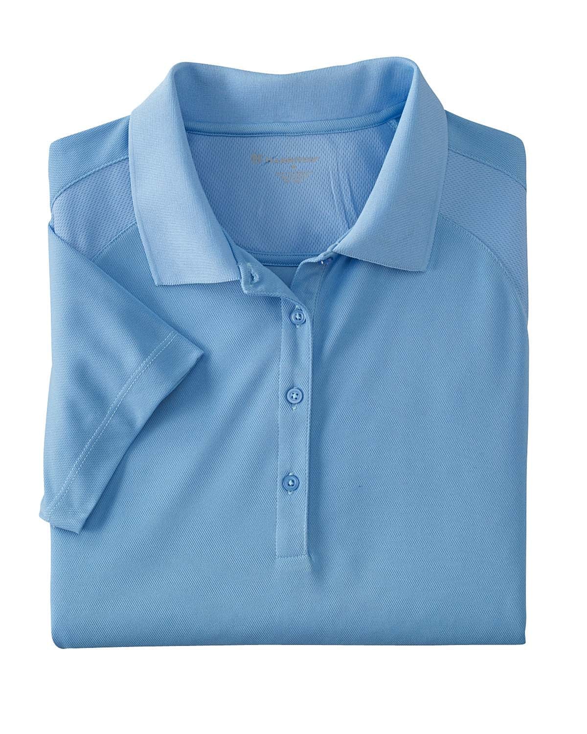 Harriton Ladies Polytech Mesh Polo Shirt M374W | Light Blue - Front