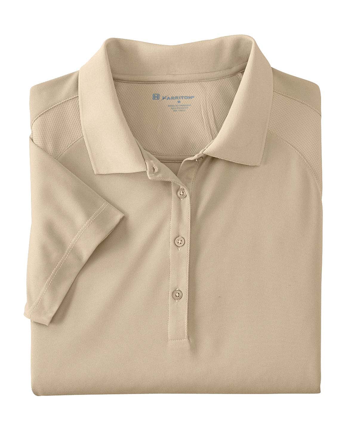 Harriton Ladies Polytech Mesh Polo Shirt M374W | Stone - Front