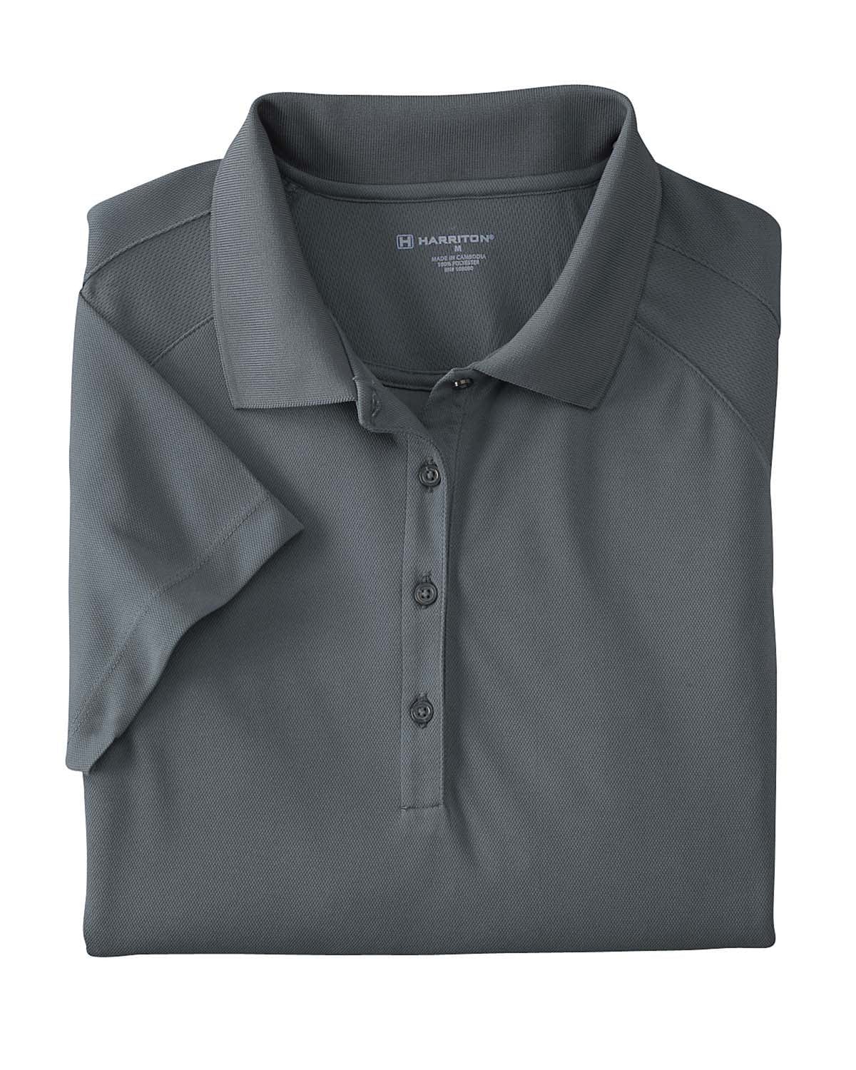 Harriton Ladies Polytech Mesh Polo Shirt M374W | Charcoal - Front