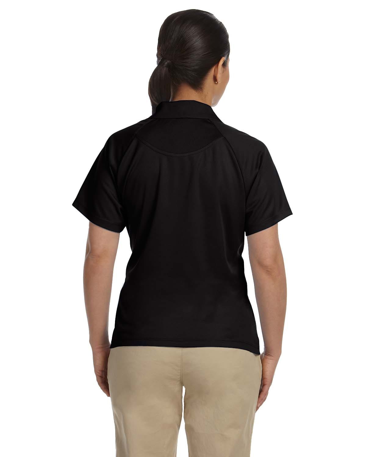 Harriton Ladies Polytech Mesh Polo Shirt M374W | Black - Back