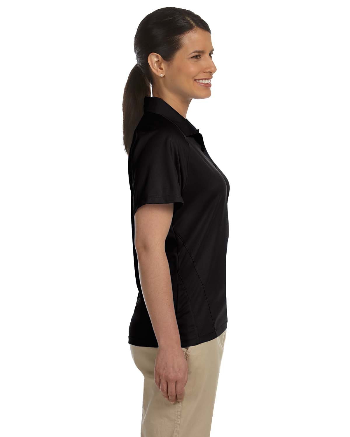Harriton Ladies Polytech Mesh Polo Shirt M374W | Black - Side
