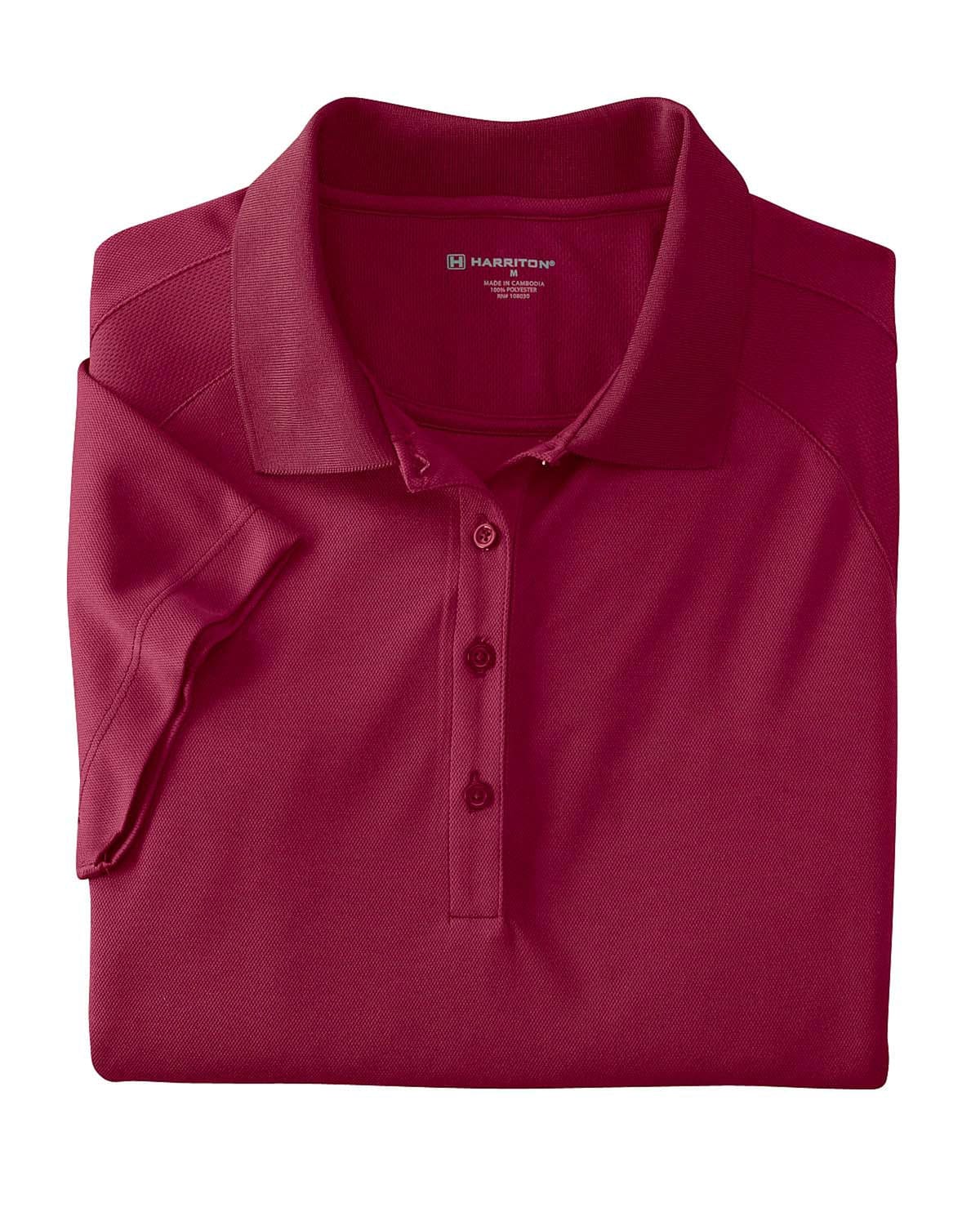 Harriton Ladies Polytech Mesh Polo Shirt M374W | Maroon - Front