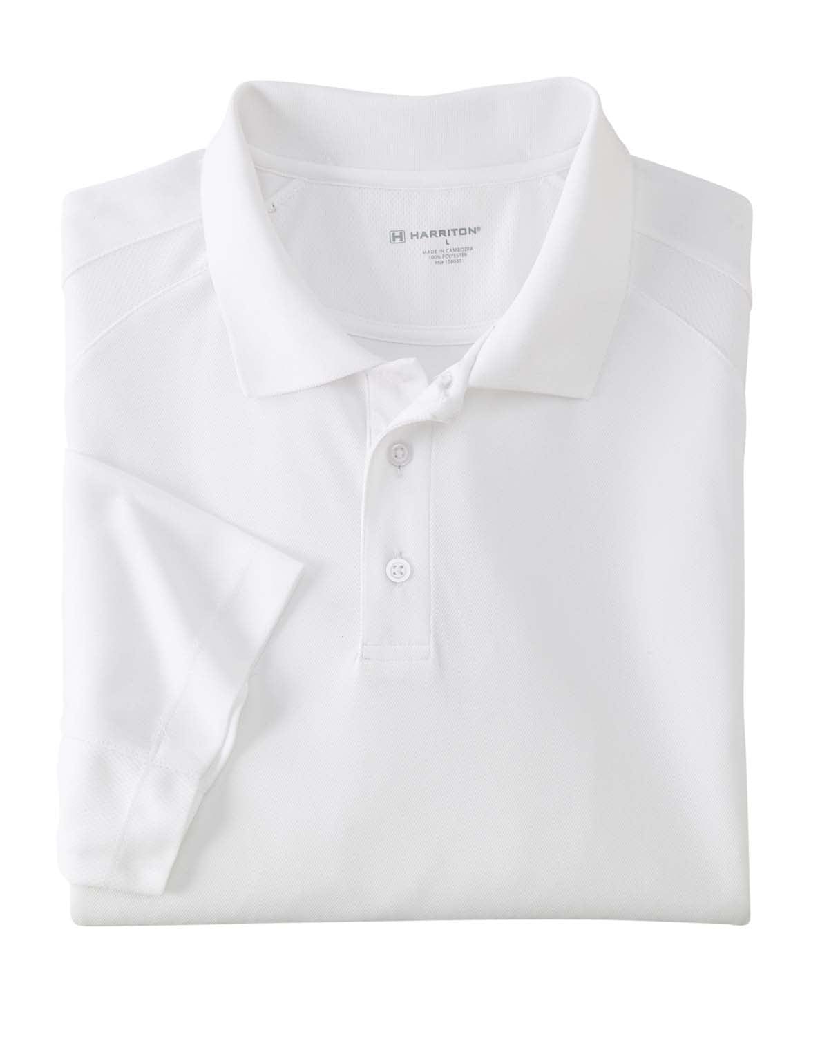 Harriton Polytech Mesh Polo M374 | White - Front